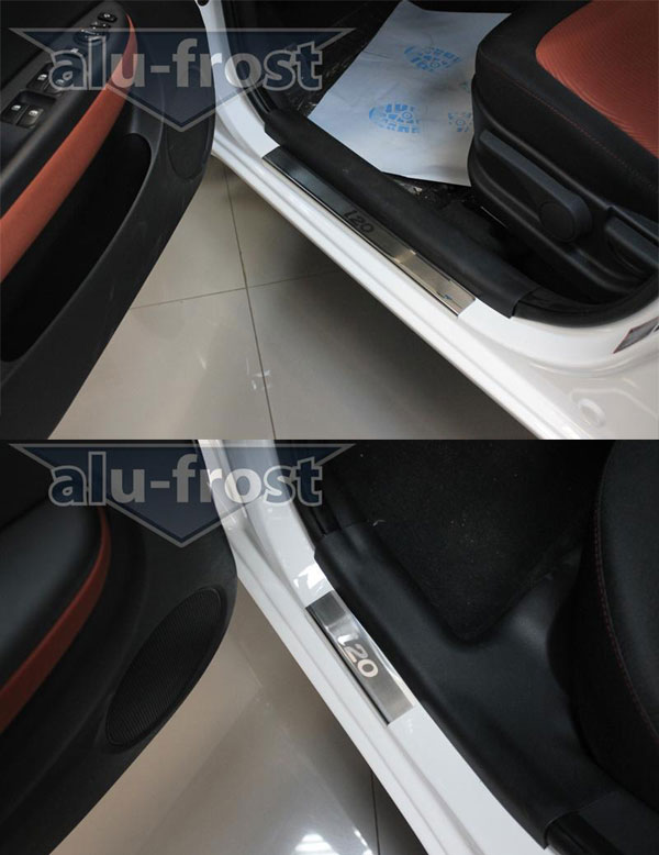 Накладки на пороги Alu-Frost для Hyundai i20 5D 2009+