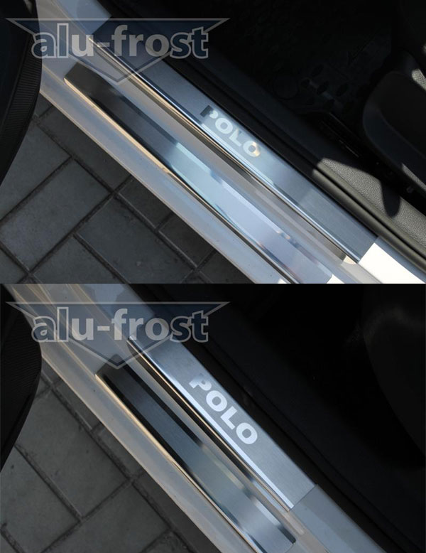 Накладки на пороги Alu-Frost для VW Polo V Sedan / 5D 2009+ (шт.)