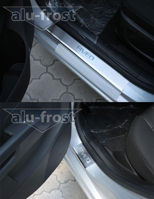 Накладки на пороги Alu-Frost для Chevrolet Aveo III 4D / 5D 2011+ (шт.)