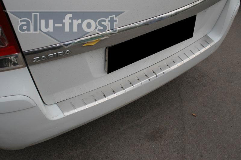 Накладка на задний бампер с загибом Alu-Frost для Opel Zafira B 2005+ (шт.)