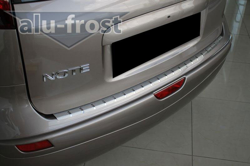 Накладка на задний бампер с загибом Alu-Frost для Nissan Note 2005+ (шт.)