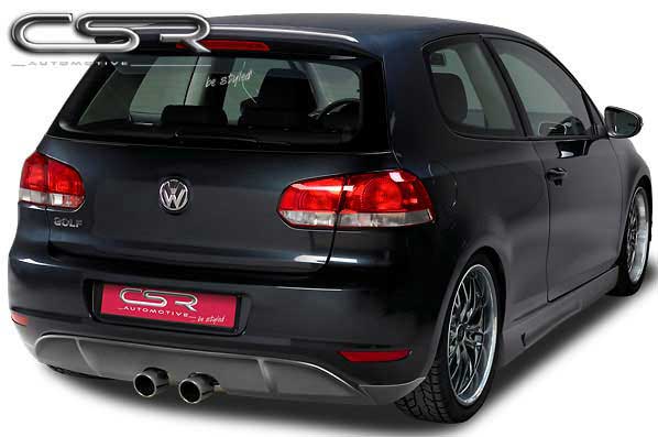 Накладка заднего бампера Volkswagen VW Golf VI. 
Год выпуска: 2009-...
Не подходит для R-Line, GT и GTI
