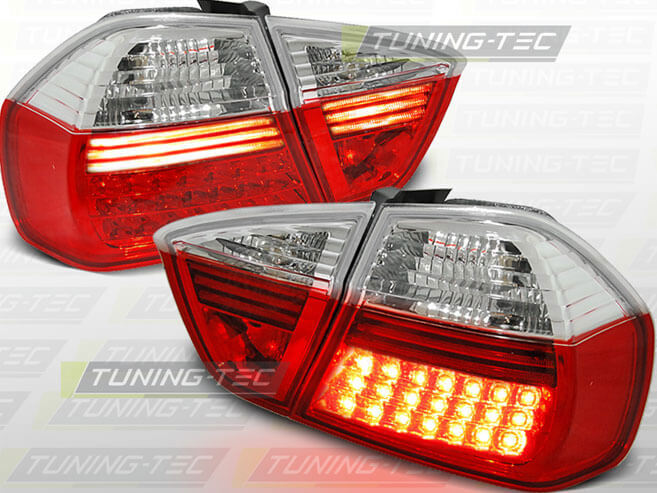 Альтернативная оптика для BMW E90 03.05-08.08 RED WHITE LED (тюнинг оптика, цена за комплект)