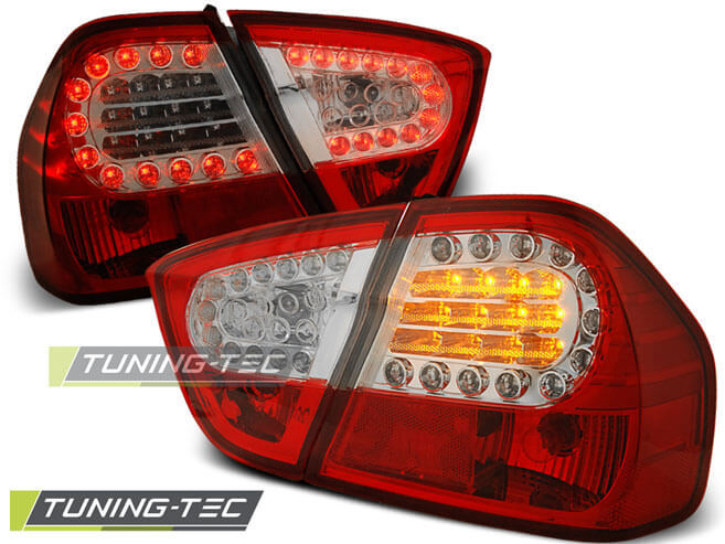 Альтернативная оптика для BMW E90 03.05-08.08 RED WHITE LED (тюнинг оптика, цена за комплект)