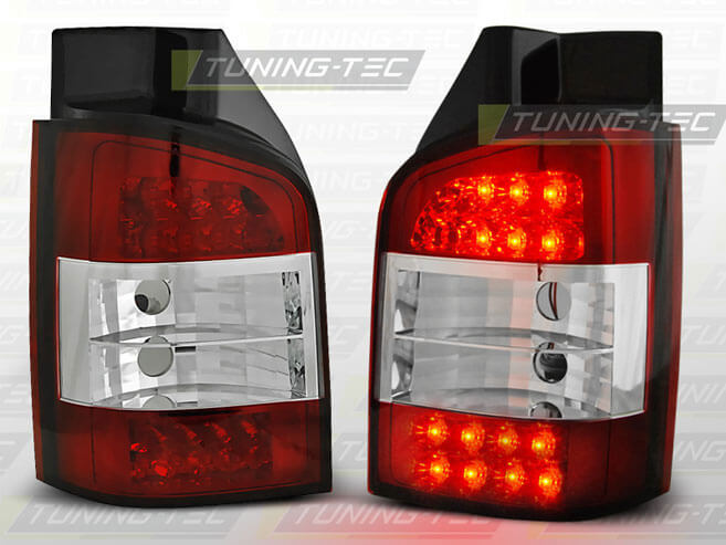 Альтернативная оптика для VW T5 04.03-09 RED WHITE LED (тюнинг оптика, цена за комплект)