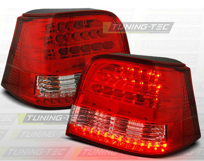 Альтернативная оптика для VW GOLF 4 09.97-09.03 RED WHITE LED (тюнинг оптика, цена за комплект)