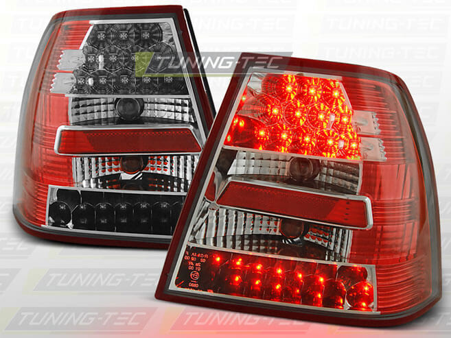 Альтернативная оптика для VW BORA 09.98-07.05 RED WHITE LED (тюнинг оптика, цена за комплект)