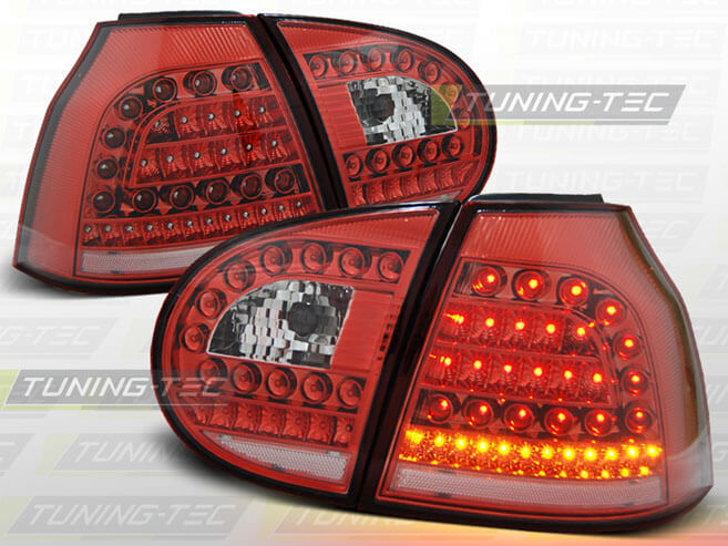 Альтернативная оптика для VW GOLF 5 10.03-09 RED WHITE LED (тюнинг оптика, цена за комплект)