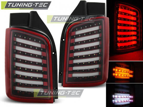 Альтернативная оптика для VW T5 04.03-09 / 10- RED WHITE LED (тюнинг оптика, цена за комплект)