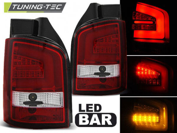 Альтернативная оптика для VW T5 04.10- RED WHITE LED BAR (тюнинг оптика, цена за комплект)