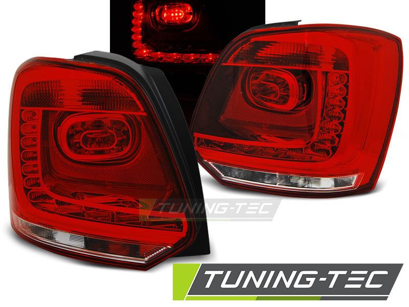 Альтернативная оптика для VW POLO 09-13 RED WHITE LED (тюнинг оптика, цена за комплект)