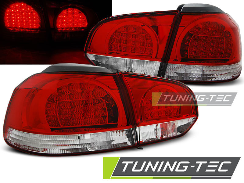 Альтернативная оптика для VW GOLF 6 10.08-12 RED WHITE LED (тюнинг оптика, цена за комплект)