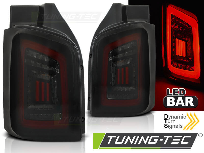 Альтернативная оптика для VW T5 04.03-09 / 10-15 SMOKE BLACK RED LED (тюнинг оптика, цена за комплект)