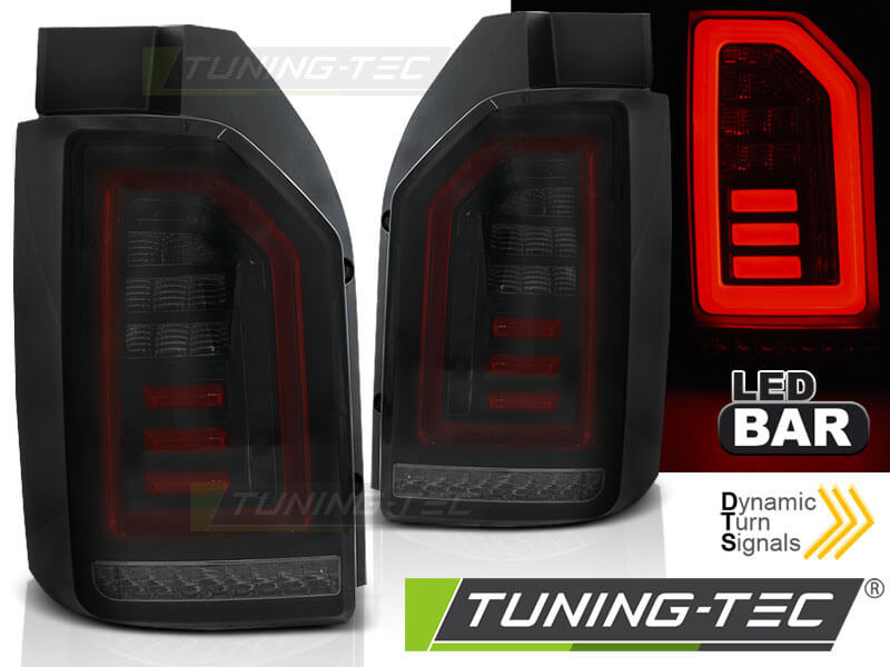 Альтернативная оптика для VW T6 2015- SMOKE BLACK RED LED (тюнинг оптика, цена за комплект)