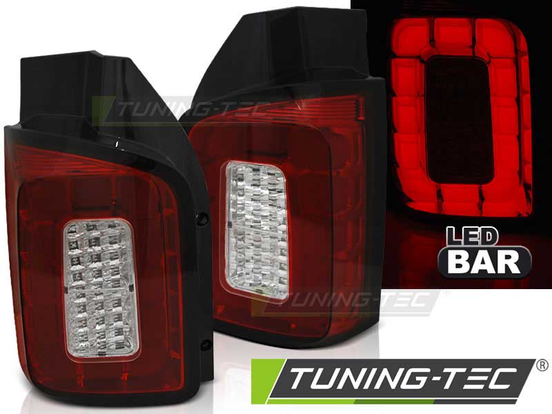 Альтернативная оптика для VW T6 2015- TRANSPORTER RED WHITE LED BAR (тюнинг оптика, цена за комплект)