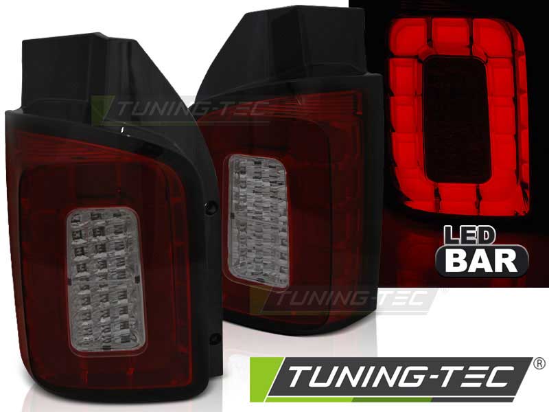 Альтернативная оптика для VW T6 2015- TRANSPORTER RED SMOKE LED BAR (тюнинг оптика, цена за комплект)