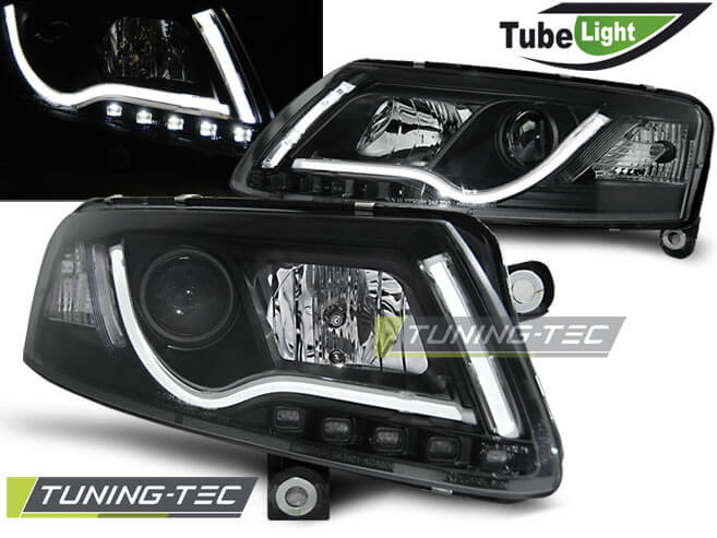 Альтернативная оптика для AUDI A6 C6 04.04-08 LED TUBE LIGHTS BLACK (тюнинг оптика, цена за комплект)