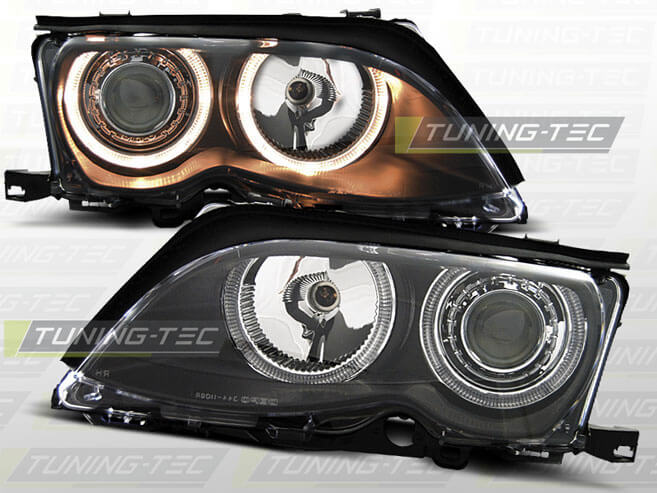 Альтернативная оптика для BMW E46 09.01-03.05 ANGEL EYES BLACK (тюнинг оптика, цена за комплект)