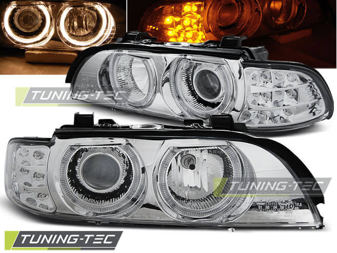 Альтернативная оптика для BMW E39 09.95-06.03 ANGEL EYES CHROME LED INDIC. (тюнинг оптика, цена за комплект)