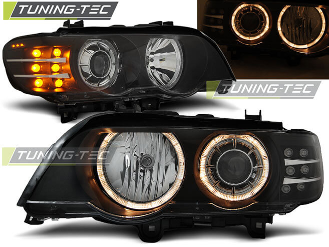 Альтернативная оптика для BMW X5 E53 09.99-10.03 ANGEL EYES BLACK LED INDICATOR (тюнинг оптика, цена за комплект)