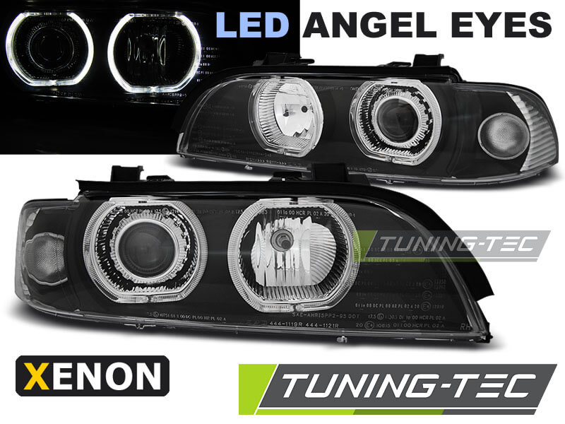 Альтернативная оптика для BMW E39 09.95-06.03 ANGEL EYES LED D2S/H7 BLACK (тюнинг оптика, цена за комплект)