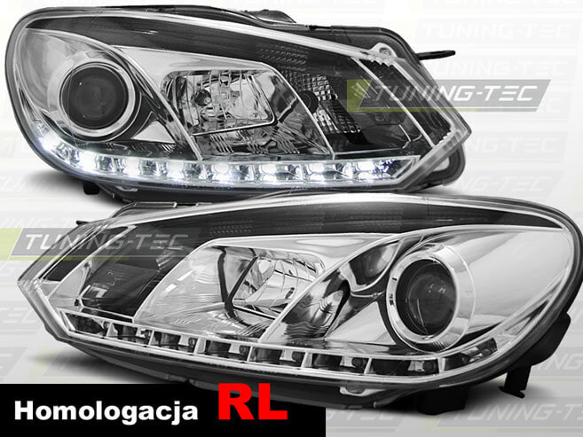 Альтернативная оптика для VW GOLF 6 10.08- DAYLIGHT CHROME HOMOLOGACJA RL (тюнинг оптика, цена за комплект)