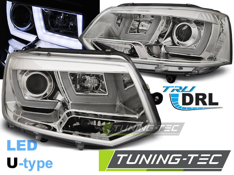 Альтернативная оптика для VW T5 2010- U-TYPE CHROME (тюнинг оптика, цена за комплект)