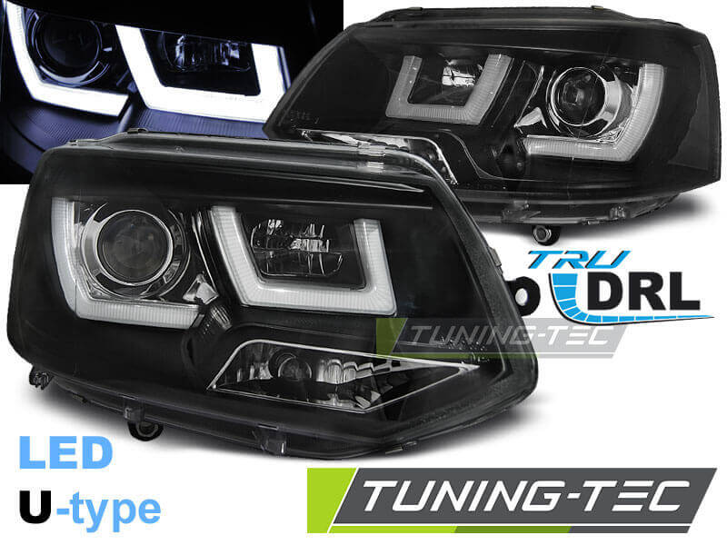 Альтернативная оптика для VW T5 2010- U-TYPE BLACK (тюнинг оптика, цена за комплект)