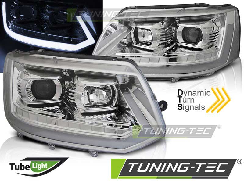 Альтернативная оптика для VW T5 2010-2015 LED TUBE LIGHT CHROME T6 LOOK (тюнинг оптика, цена за комплект)