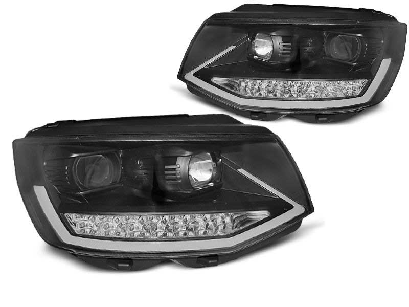 Альтернативная оптика для VW T6 15- BLACK-CHROME TUBE LIGHT LED SEQ DRL (тюнинг оптика, цена за комплект)