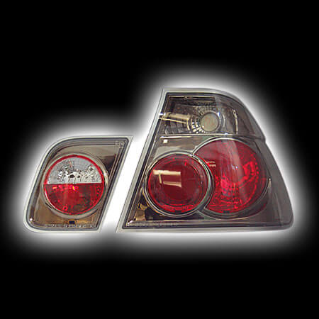 Альтернативная оптика для BMW E46 4D, T/L, фонари задние, черный хром (тюнинг оптика, цена за комплект)