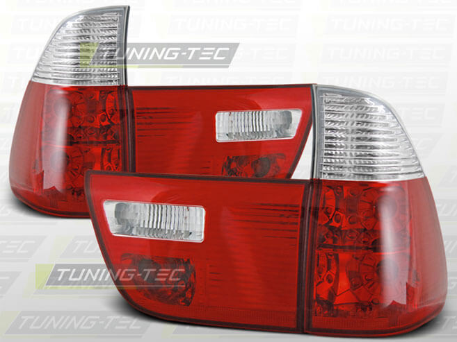 Альтернативная оптика для BMW X5 `00-`06,фонари задние, белые/красные/хрустальные (тюнинг оптика, цена за комплект)