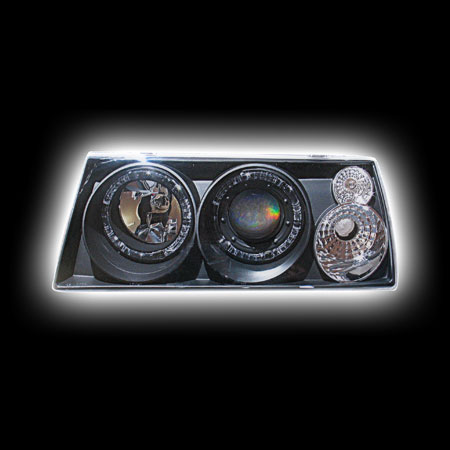 Фары LADA 2108, 2 кольца, MB стиль, черный, LA006-BOBHW  (тюнинг оптика, цена за комплект)