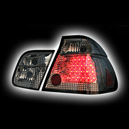 Альтернативная оптика для BMW E46, '99-'00 4D, T/L,фонари задние,  светодидные, тонированный хром NO (тюнинг оптика, цена за комплект)