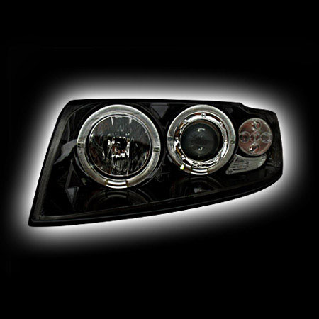 Альтернативная оптика для AUDI A4 `01-`05 (седан), фары, прожектор, черный  SK3300-ADA401-JM  (тюнинг оптика, цена за комплект)