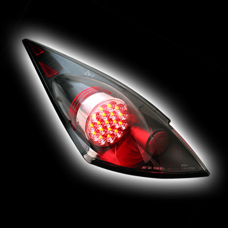 Альтернативная оптика для NISSAN 350Z `03-, T/L, фонари задние, светодиодные, черный с хромированной накладкой NO (тюнинг оптика, цена за комплект)