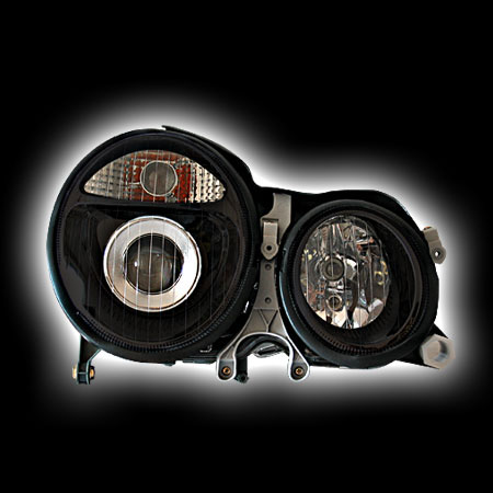 Альтернативная оптика для MB W210 '99-'01 фары, линза ближн. свет, черные, BZ060-B1W10-D2S (тюнинг оптика, цена за комплект)