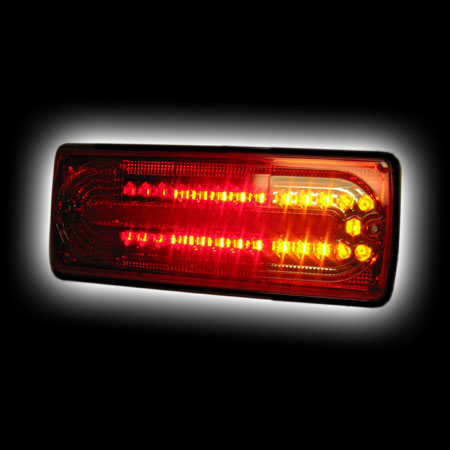 Альтернативная оптика для MB W463 G-Class (look 2007), T/L,  фонари задние,светодиодные, красный, черн. края, светодиодный поворотник (тюнинг оптика, цена за комплект)