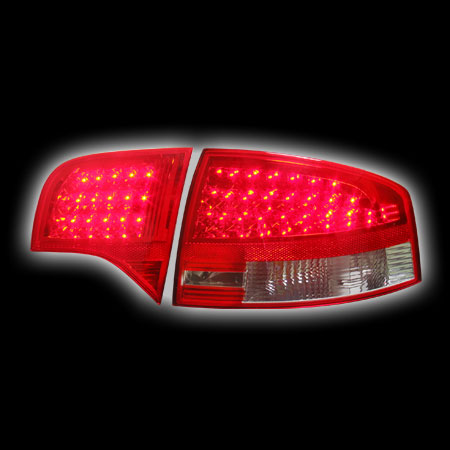 Альтернативная оптика для AUDI A4 '04-`07, T/L, фонари задние,светодиодные, красные, хром NO (тюнинг оптика, цена за комплект)