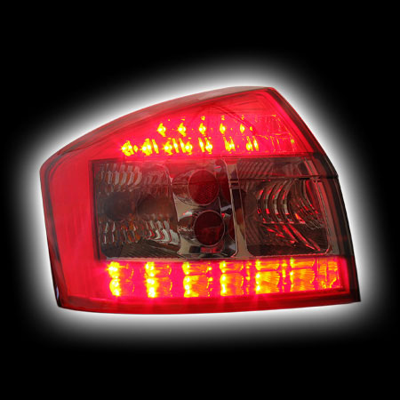 Альтернативная оптика для AUDI A4 '00-`04, T/L, A4/S4 4D,фонари задние, светодиодные, тонированный красный NO (тюнинг оптика, цена за комплект)