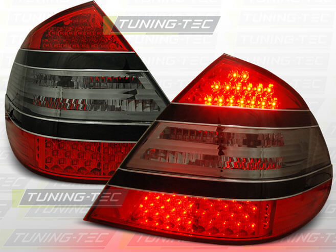 Альтернативная оптика для MB W211 4D '03-`06, T/L,  фонари задние,светодиодные, тонированный красный, черные вставки (тюнинг оптика, цена за комплект)