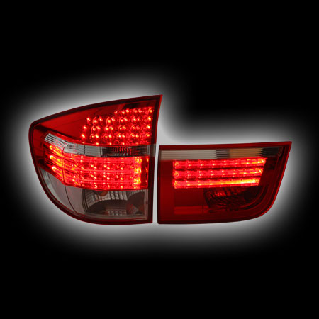 Альтернативная оптика для BMW X5 `07-`09 ,T/L, фонари задние,светодиодный, прозрачные красные (тюнинг оптика, цена за комплект)