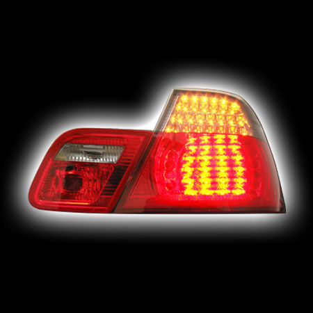 Альтернативная оптика для BMW E46 `99-`03 COUPE/CONVERTIBLE, фонари задние, светодиодные, красные, тонированные (тюнинг оптика, цена за комплект)