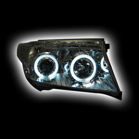 Альтернативная оптика для TOYOTA LAND CRUISER FJ200 `08-, фары, ангельские глазки, синий прожектор, хром TY1019-B9WCW-2V (тюнинг оптика, цена за комплект)