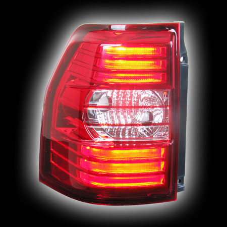 Альтернативная оптика для MITSUBISHI PAJERO/MONTERO `07-`09, T/L, фонари задние, светодиодные, прозрачный красный, Lexsus style (тюнинг оптика, цена за комплект)