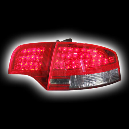 Альтернативная оптика для AUDI A4 `04-`07, T/L, фонари задние, светодиодные, красные, тонированные (тюнинг оптика, цена за комплект)
