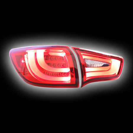 Альтернативная оптика для KIA SPORTAGE '10- фонари задние, «BMW  Series Style», прозрачнокрасные (тюнинг оптика, цена за комплект)