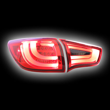 Альтернативная оптика для KIA SPORTAGE '10- фонари задние, «BMW Series Style», тонированный красный (тюнинг оптика, цена за комплект)