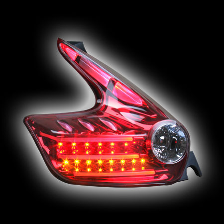 Альтернативная оптика для NISSAN JUKE 10- фонари задние, светодиодные, с поворотником, тонированне красные, светодиодный поворотник (тюнинг оптика, цена за комплект)