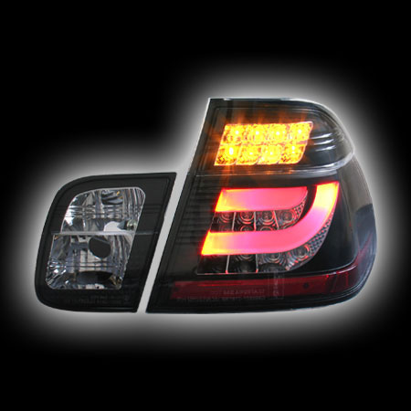 Альтернативная оптика для BMW E46 `01-`05 Седан, фонари задние, светодиодные, черные, светодиодный поворотник NO (тюнинг оптика, цена за комплект)